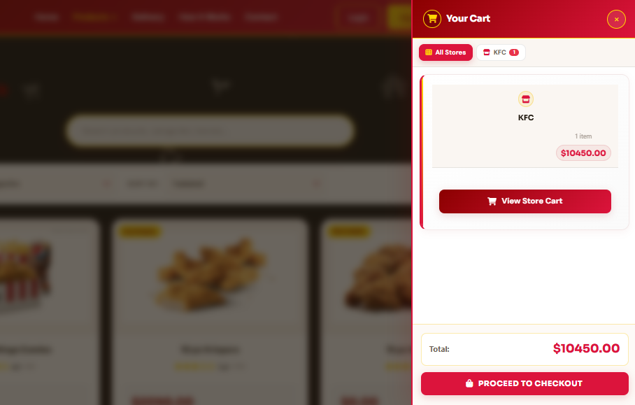 Shopping cart sidebar open