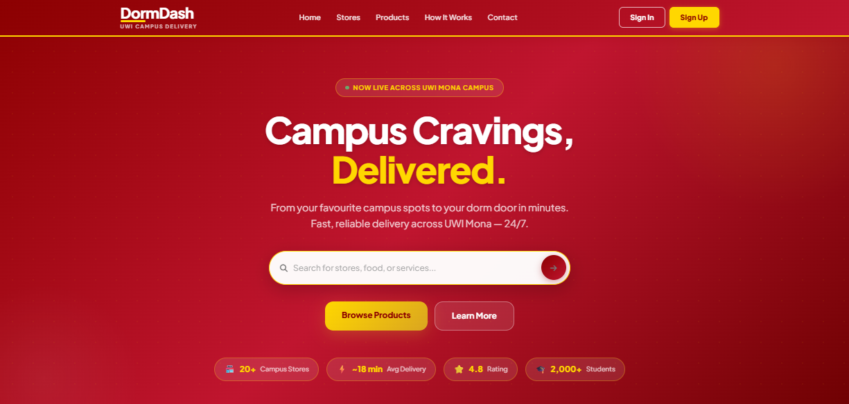 Homepage desktop view