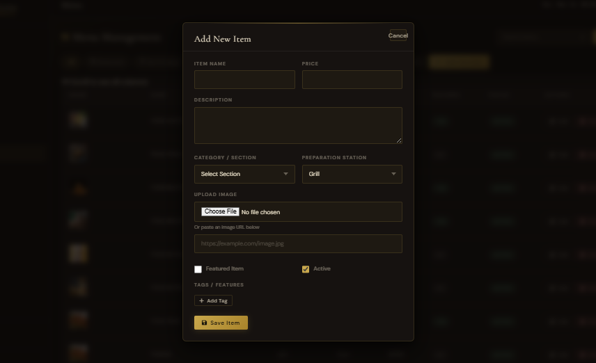 Add menu item