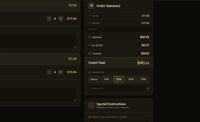 Checkout with person breakdown