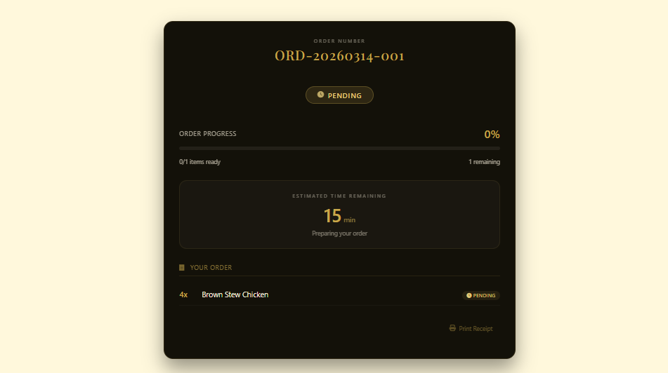 Order status page